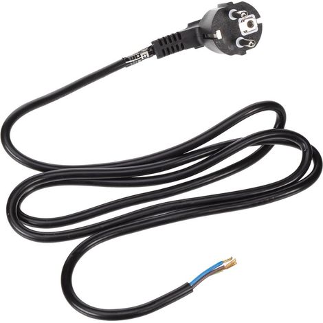 Cable D'alimentation - Noir - 1 5 M - Fiche Euro 90° / Extrémité Dénudée - 3g0 75mm² (1/3)