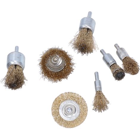 Ensemble de 9 brosses à jantes en acier inoxydable et laiton pour le nettoyage et l'élimination de la rouille (1/5)
