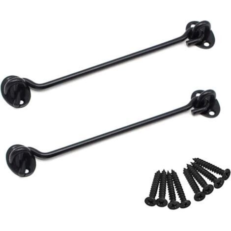 Loquet de porte de cabane de rechange en acier inoxydable avec vis de 20 cm pour portes de cabanon, portes de garage, noir (1/5)
