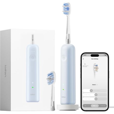 Brosse à Dents Électrique Sonique, Auton. 70 Jrs, ABS Rose Système de Nettoyage Double Mode, Capteur de Pression Intelligent, Technologie WaveMotion 60°, IPX8, Réglages via App. (1/5)