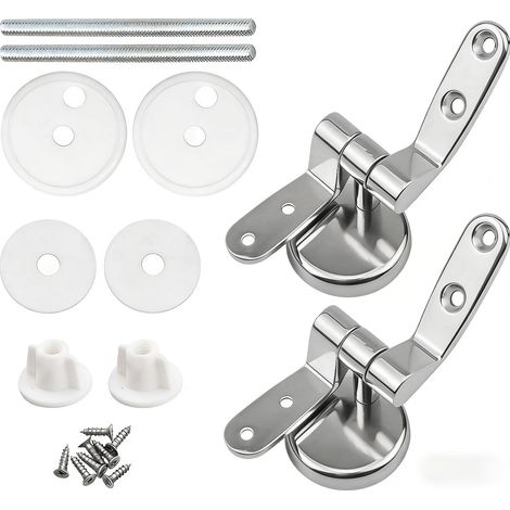 Bisagras para inodoro (1 par), bisagras de asiento de inodoro de aleación de zinc, repuestos universales para la mayoría de tapas de inodoro de madera, resina sintética y MDF. (1/5)