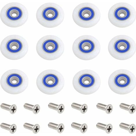 CCYKXA 12 pcs Roulette Porte Douche Roulettes pour Porte de Douche Roulette Porte Douche Roues Roulettes de Rechange Roulette Porte Roulette de Douche pour Porte de Douche avec Des Vis,27 mm de diamèt (1/4)