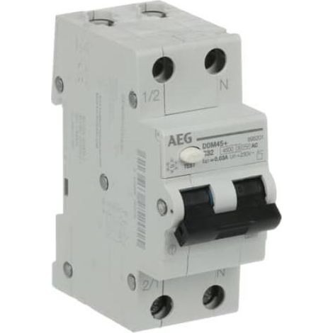 Interruttore magnetotermico differenziale 1p+n 10a curva c 30ma 4,5ka ac 2 moduli aeg ddm45ac10 030