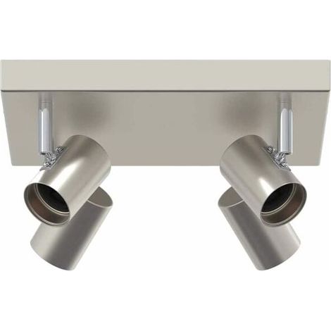 Spot de plafond nickelé, 26,5 x 26 x 11,5 cm, matériau métallique. (1/5)