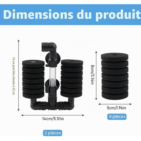 Double Sponge Filter for Aquarium, Aquarium Sponge Filter with Water Pump, Biochemical Sponge Filter for Aquarium up to, with Sponge Filter Aquarium Sponge Filter Aquarium Air Filter for Biological a (1/4)