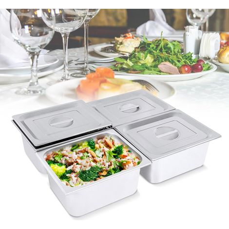 4 Edelstahl Essen Behälter, große Kapazität Hotel Buffet Behälter, 32,5  26,5  15cm, 7L, Ofen und Induktionsofen verfügbar (1/5)