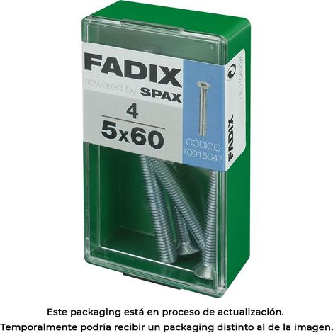 Caja de 4 unidades de tornillo métrico con cabeza plana M 5x60mm Fadix (1/3)