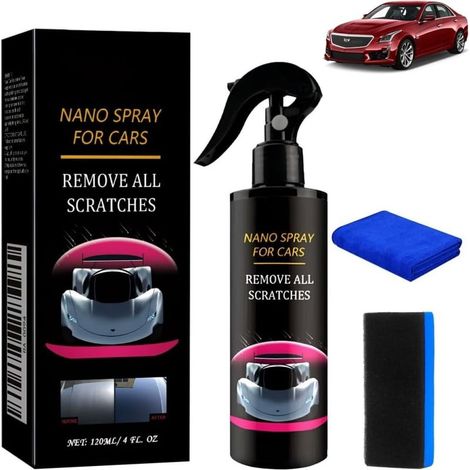 Spray de voiture pour enlever les rayures, spray nano pour voiture, agent de revêtement à effet rapide, enleveur de rayures pour voiture, enleveur de rayures de peinture de voiture pour brillance et p (1/5)