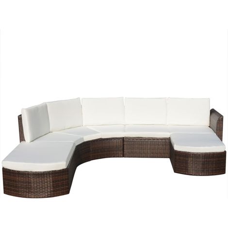 Maison Exclusive - Set Divani da Giardino 4 pz con Cuscini in Polyrattan Marrone (1/5)