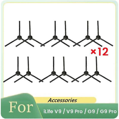 Brosses latérales de rechange pour aspirateur robot iLife V9/V9 Pro/G9/G9 Pro (lot de 12) : anti-emmêlement, faciles à installer et durables. (1/5)