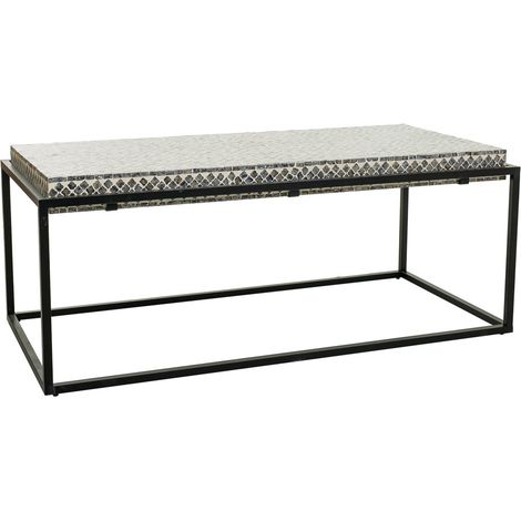 Mesa de centro Rectangular de madera acabado en capiz gris 124x60x49 (1/5)
