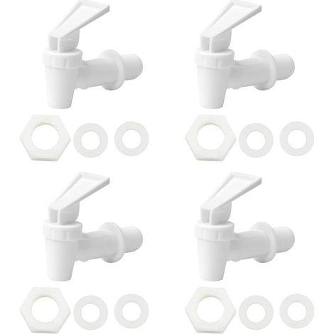 Lot de 4 distributeurs de boissons en plastique - Robinet de rechange pour distributeur d'eau - Convient pour boissons froides et chaudes, fût de bière, verre, café, jus, fontaine à boire, noir et (1/5)