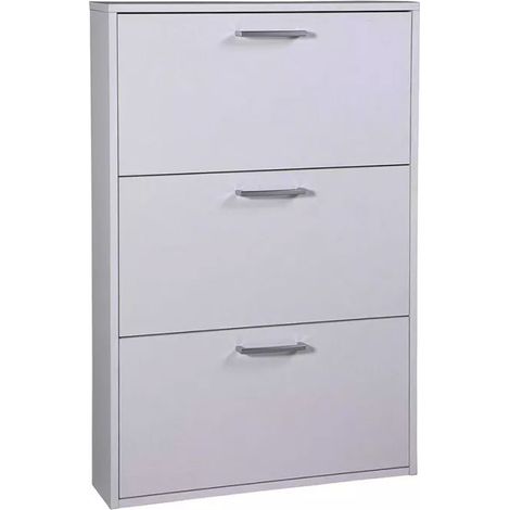 Scarpiera Salvaspazio 3 Ante 9 Paia 65x15x99,6 cm in Truciolare Nobilitato Bianca (1/5)
