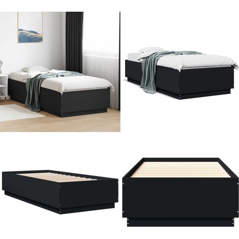 Cadre de lit sans matelas noir 100x200 cm - Cadre De Lit - Lit Double - Lit Noir - Lit Moderne - Sommier - Home & Living (1/5)