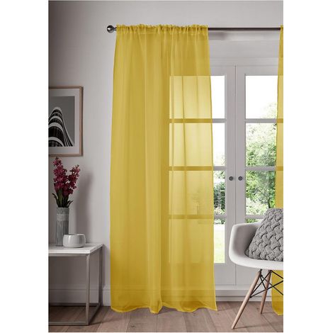 Slot Top Voile Curtains - 58 x 108 - Yellow