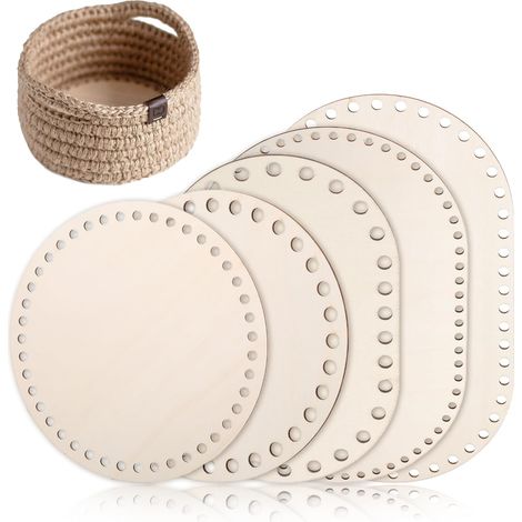 Base De Panier En Bois - Tilleul Naturel - Pour Crochet Et Tissage DIY - Rondes 15 20 25 30 Cm - Lot De 5