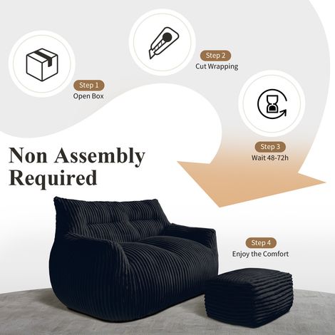 Fauteuil Poire Gonflable avec Pouf - Grand Bean Bag Lounge pour Adultes, Ados et Enfants, Idéal Salon, Chambre, Studio ou Balcon (1/5)