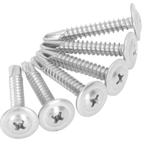 50 vis autoperceuses en acier inoxydable 304 à tête ronde avec rondelle, de rechange M4,8x32 (1/5)