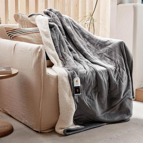 Couverture Chauffante 130x180 cm - Flanelle plaid chauffant Gris (1/5)