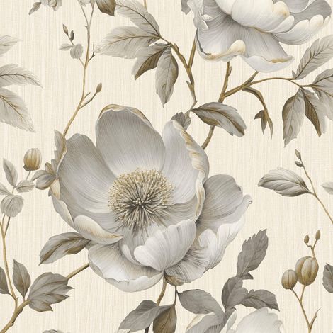 Muriva Alethia Floral Cream Paste The Paper Washable Sophisticated Wallpaper (1/4)