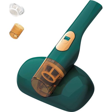 Aspirateur Portable Sans Fil - 3600 Pa - Filtre Lavable - Lampe À Ultraviolets - Pour Acariens Et Poussières - 1200 Maha - Vert Blanc (1/3)