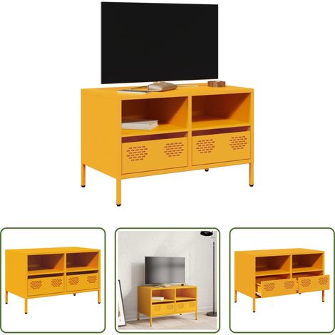Meuble tv acier - Meuble TV jaune moutarde 68x39x43,5 cm acier laminé à froid (1/5)