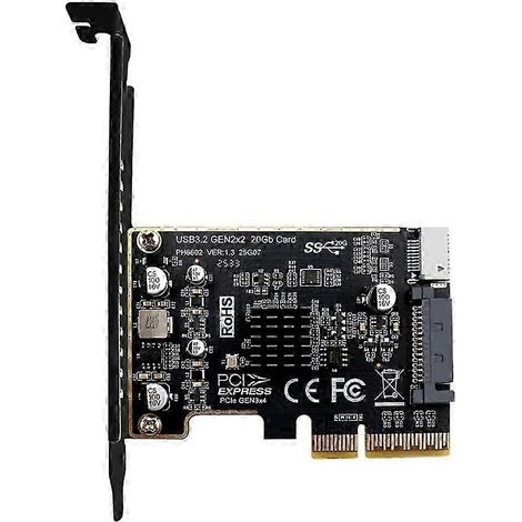 Carte d'extension PCI-E vers USB-E Type-E, adaptateur PCIe x4 vers USB-E Type-E 3.2 20 Gbit/s, compatible avec l'adaptateur de montage avant QV Type-C WHBYV (1/4)