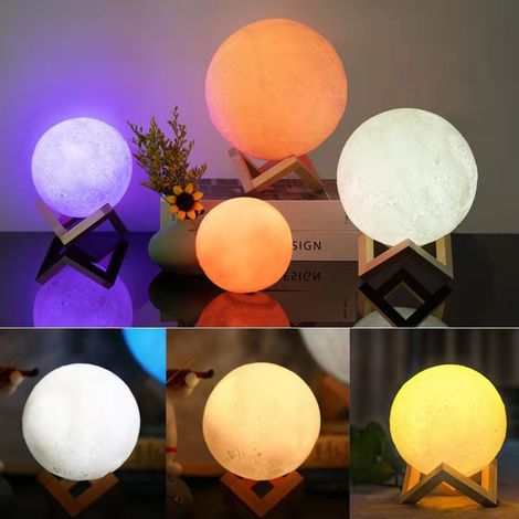 3D Moon Lamp, LIGHT LED Night Light 7 Colors Touch Lamp, 15cm Diameter, USB Rechargeable Moon Night (1/5)