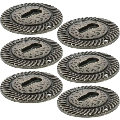 6 Pièces Plaques Métal Vintage Cache Trou De Serrure Décoratif Pour Meubles Couvre-Trous De Serrure Pour Commode Armoire Tiroir Décoration Vintage 4.00 X 4.00 X 0.20 cm (1/5)