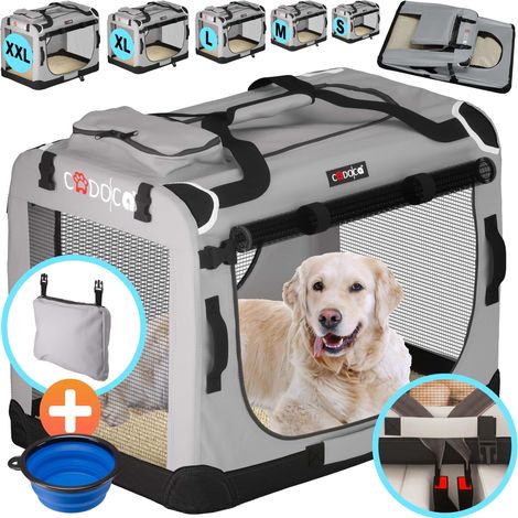 CADOCA Cage de transport pour animaux chien chat rongeur Respirant Pliable Sac de transport Matelas douillet Sac Panier M - Gris
