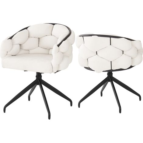 Lot de 2 chaises de luxe pivotantes 360°,pour salon,salle à manger et maquillage,moderne,dossier,ergonomique,style bulle,beige.