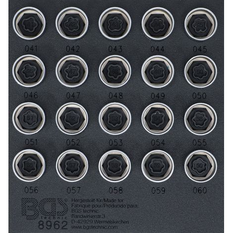 BGS Inserción de carrito de taller 1/6: Juego de herramientas para bloqueo de llantas para BMW de 20 piezas - 8962