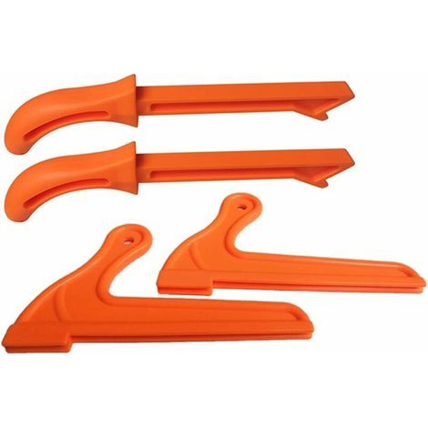 Empujador de seguridad - 4 piezas de plástico, herramienta de empuje para sierra de mano para carpintería (naranja) (1/4)