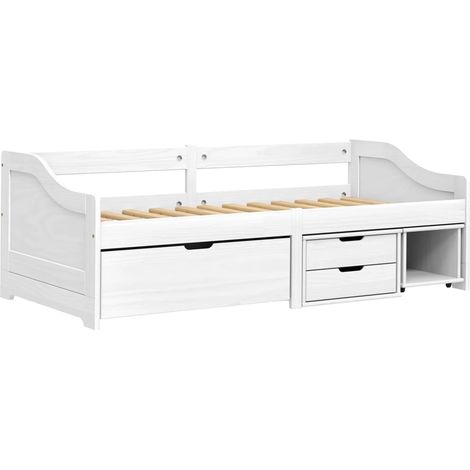 Day Bed with 3 Drawers IRUN White 90x200 cm Solid Wood Pine vidaXL (1/4)