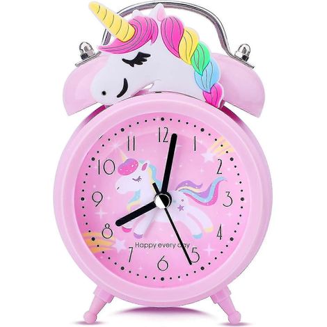 Réveil licorne mignon pour filles - Silencieux - Double sonnerie puissante - Décoration de chambre - Rétroéclairage