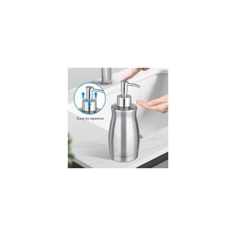 Dispenser di sapone in acciaio inox – Flacone dispenser a pompa ricaricabile in nichel spazzolato, dispenser di detersivo liquido per piatti, da appoggio, argento (400 ml) - Crezuo