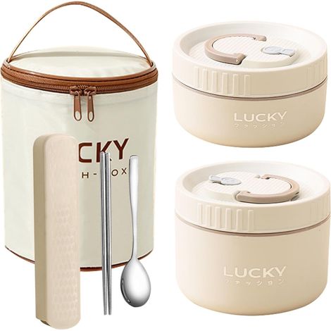 Boîte à lunch portable isotherme avec sac isotherme et couverts, idéale pour les pique-niques en extérieur, au bureau ou à l'école. Gain de place. (1/5)