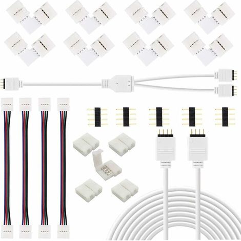 Kit Accessoires Connecteurs Bande LED RVB 5050 4 Broches Extension Clips Distributeur (1/4)