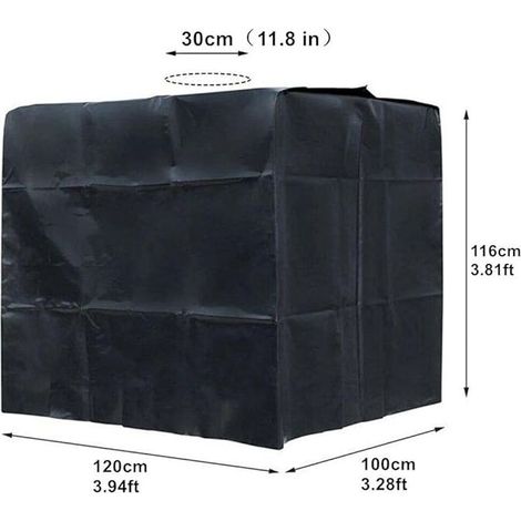 Housse de protection pour cuve IBC 1000L 116x100x120cm - Couvercle anti-UV et anti-poussière - Noir - Compatible réservoir d'eau (1/5)