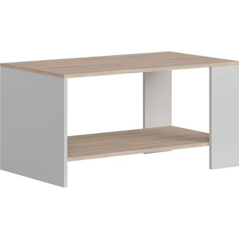 Table basse Mira de Sala en chêne cambrien et blanc avec mélamine 90x50x45,6 cm (1/5)