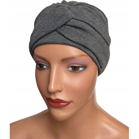 Bonnet turban Sara pour femme, en basalte, idéal pour l'automne et après une chimiothérapie. (1/5)