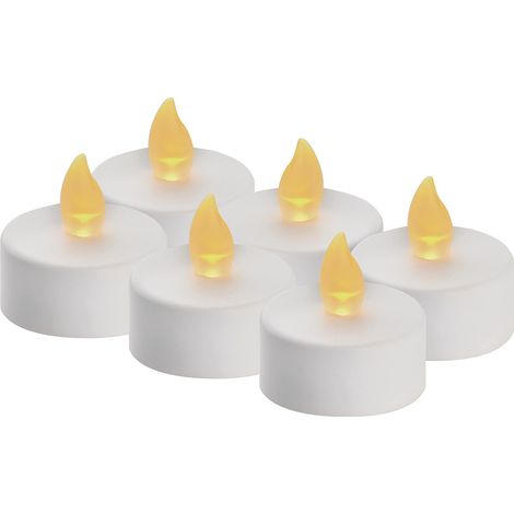 Lot de 6 bougies chauffe plat LED blanches sans flamme avec effet vacillant, décoration pour Noël, arbre de Noël, Toussaint, IP20, batterie, blanc cha