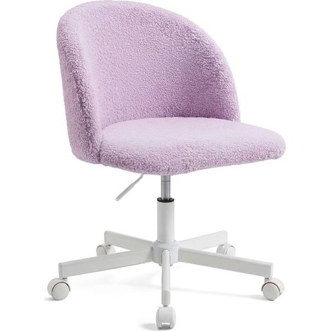 Silla de escritorio tapizada en borreguito 76-89,5 cm Candy Lila Claro 47cm (ancho) x 76-89,5cm (alto) (1/5)