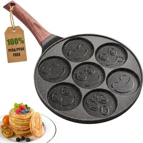 Padella per pancake BZDD-26QKXLG. 7 stampi smiley. grigia (1/5)
