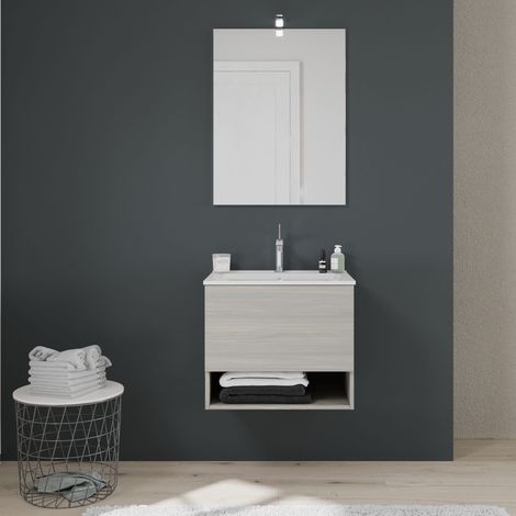 Mobile Lavabo Sospeso 60 Cm Grigio Chiaro Effetto Legno  Venezia (1/5)