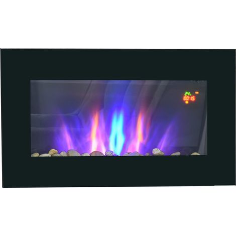 Chimenea eléctrica mural con efecto de llama LED 1000/2000 W negra (1/5)