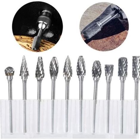 Lntyq 10Pcs fraises rotatives en carbure de tungstène avec tête de meulage pour outils rotatifs Dremel, forage et polissage du métal (1/5)