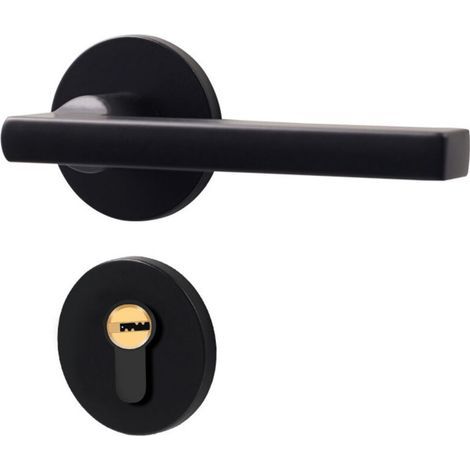Béquille, bouton et poignée de portePoignées de porte sur rosace noir mat carré - condamnation
