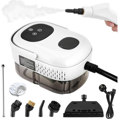 Nettoyeur Vapeur Portable 2500W avec écran Digital, Pression 3.0 BAR. Réservoir de 1100ml et 9 Accessoires pour Sols, Cuisines, Salles de Bain, Voitures et Carrelages (1/5)