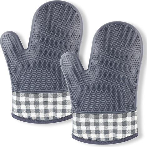 [1 Paire] - Gants De Four Gris, Gants Rsistants  La Chaleur Jusqu' 800 C Gants De Four Universels Antidrapants Rsistants  La Chaleur Pour Gril De (1/5)